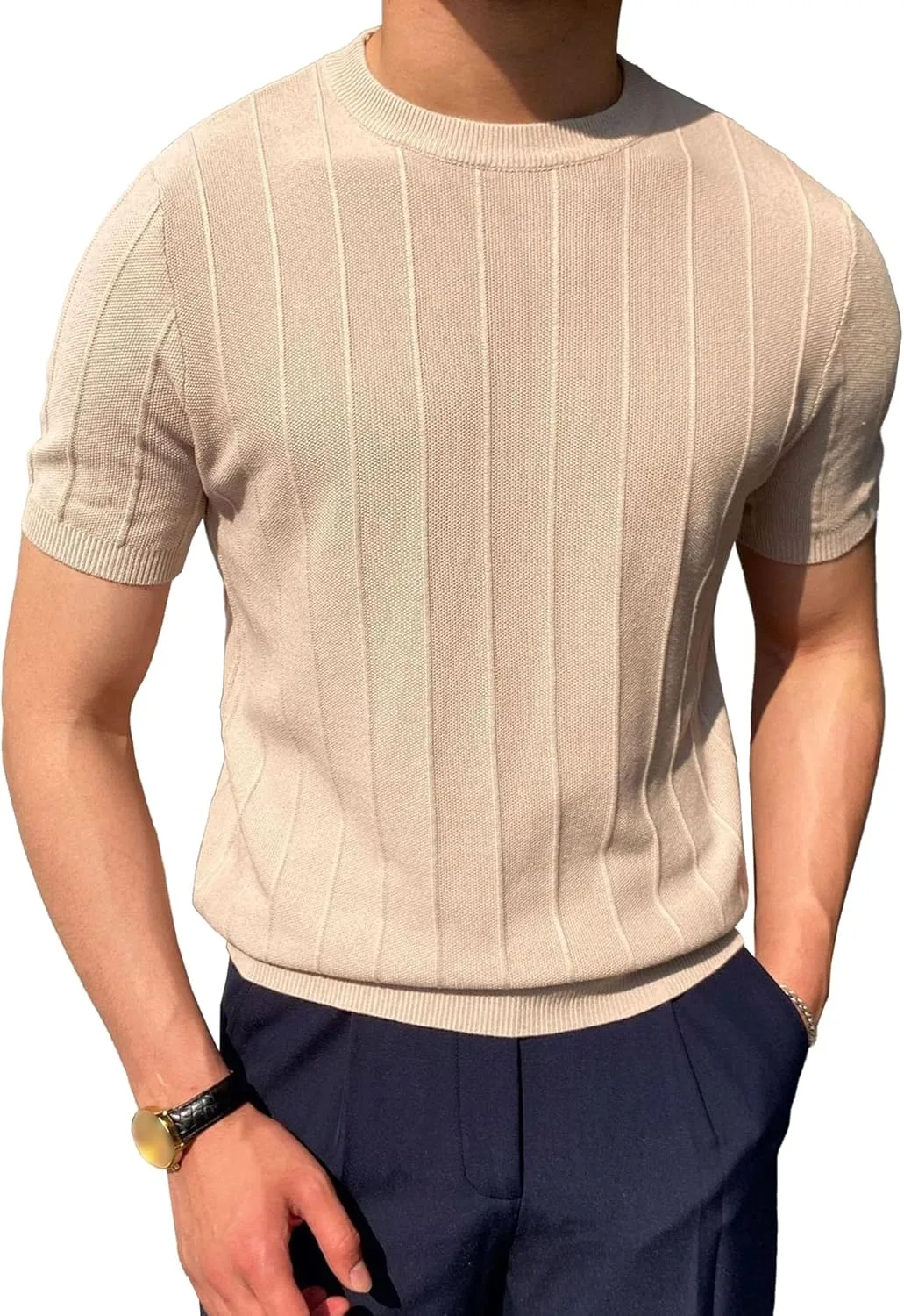 Мужская летняя футболка Casual с ребристым воротником Aosufei
Мужская летняя футболка Casual с ребристым воротником Aosufei