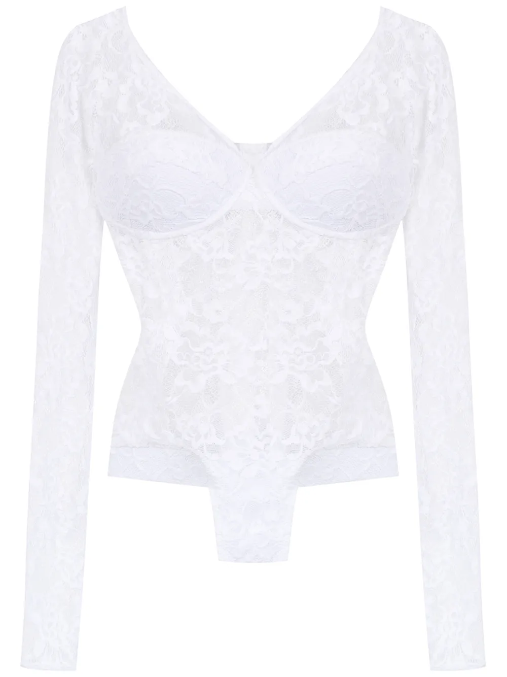 Кружевное боди с длинными рукавами Amir Slama, белый
Кружевное боди с длинными рукавами Amir Slama, белый