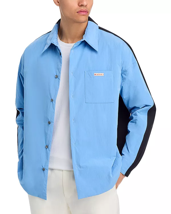 Стеганая рубашка-куртка свободного кроя с цветовыми блоками Marni, синий
Стеганая рубашка-куртка свободного кроя с цветовыми блоками Marni, синий