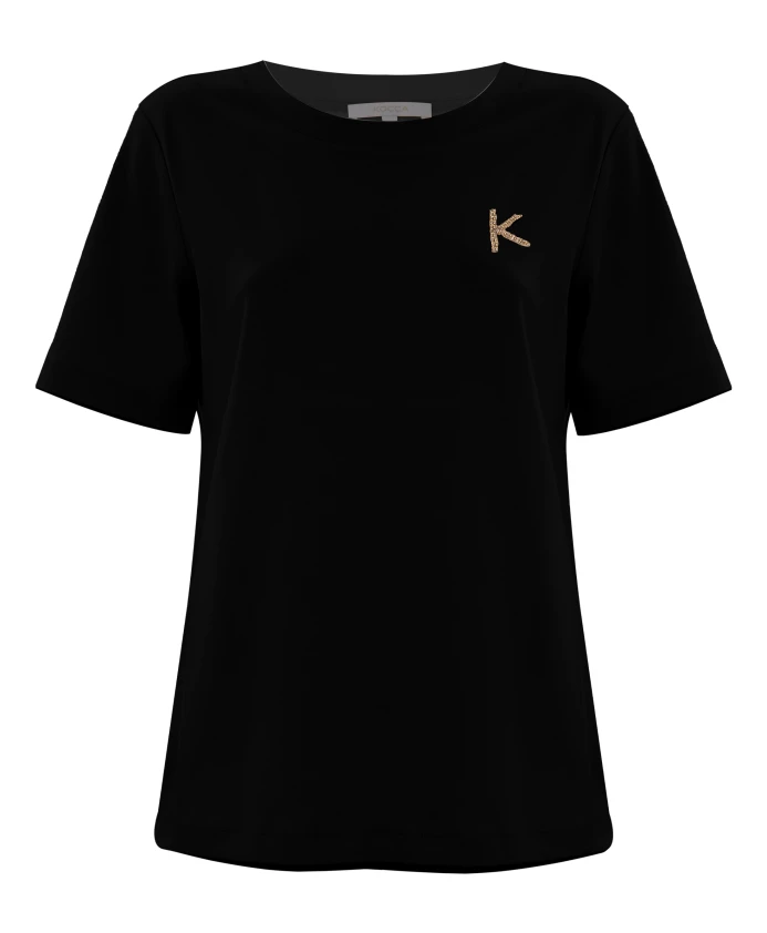 Вышитая футболка с круглым вырезом и жемчужными украшениями. Kocca, черный
Вышитая футболка с круглым вырезом и жемчужными украшениями. Kocca, черный