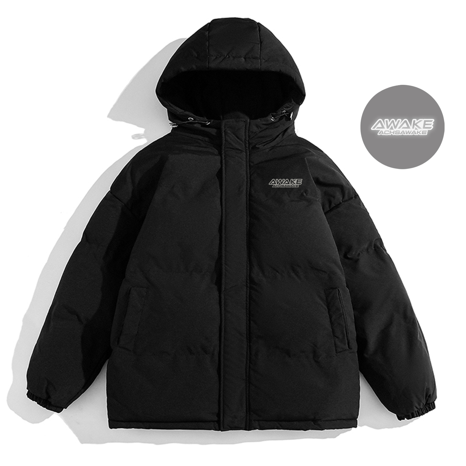 ACHS AWAKE Пуховик Unisex, Black Hooded with Placket
ACHS AWAKE Пуховик Unisex, Black Hooded with Placket