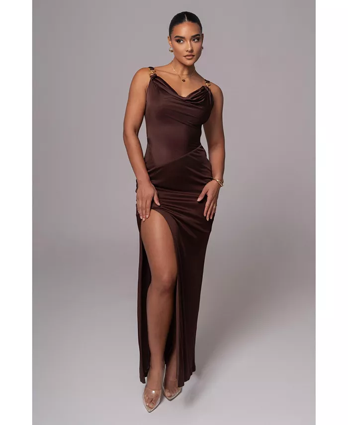 Женское платье с драпированным воротником и цепочкой JLUXLABEL, коричневый
Женское платье с драпированным воротником и цепочкой JLUXLABEL, коричневый