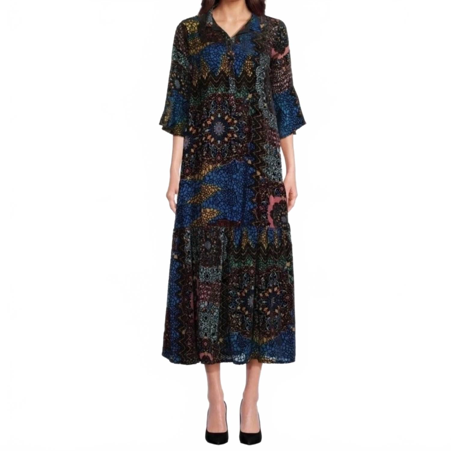 Nash платье миди из черного бархата с эффектом вытравки Johnny Was
Nash платье миди из черного бархата с эффектом вытравки Johnny Was