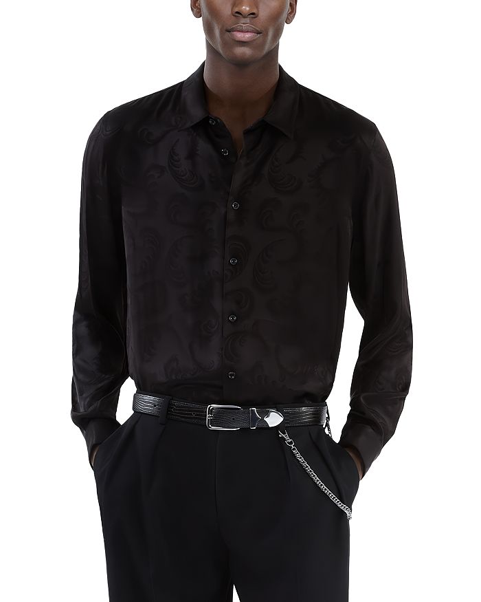 Флокированная рубашка с длинным рукавом на пуговицах The Kooples, черный
Флокированная рубашка с длинным рукавом на пуговицах The Kooples, черный