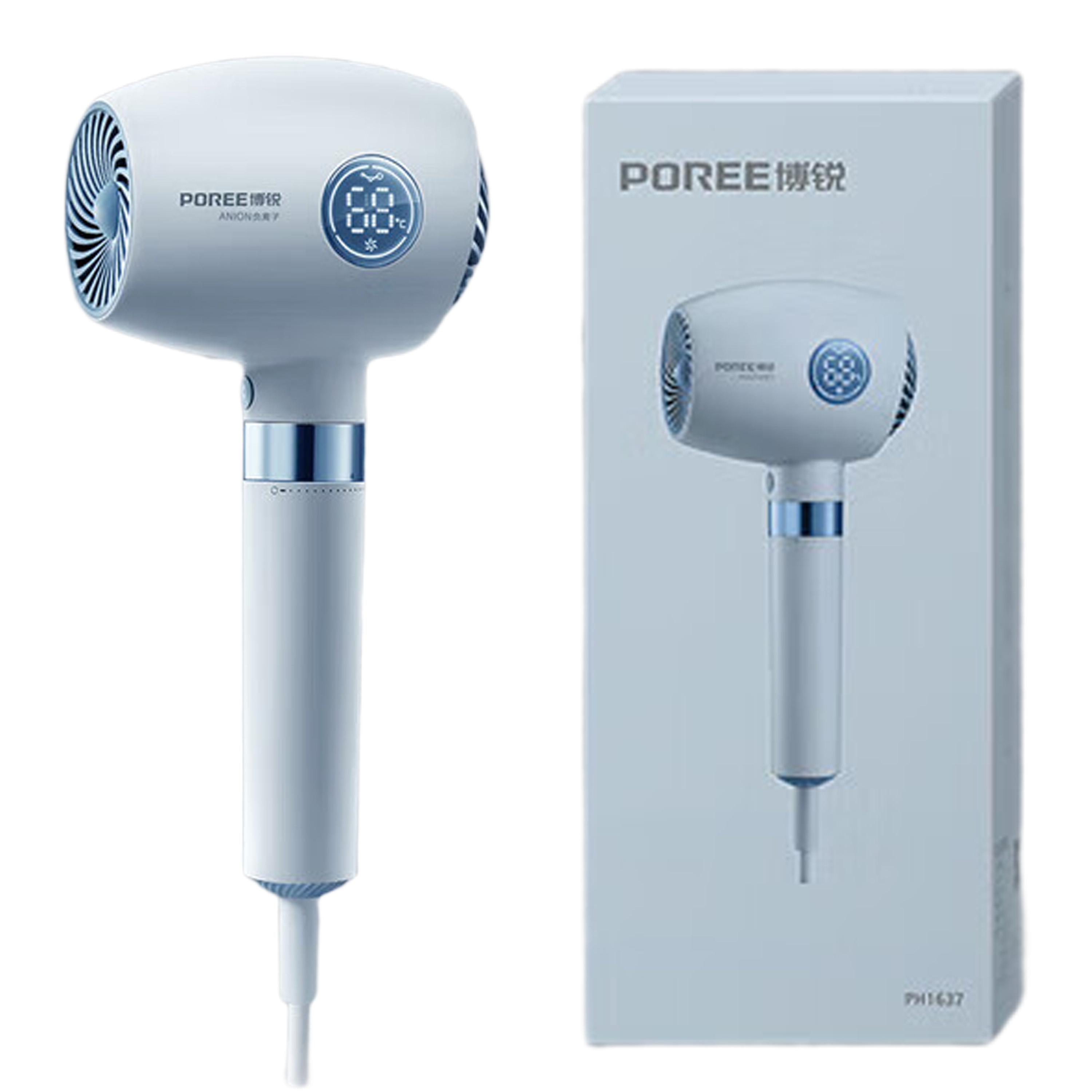 Фен для волос Poree, Sky Blue PH1637
Фен для волос Poree, Sky Blue PH1637