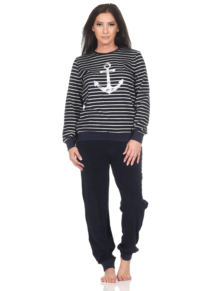 NORMANN Пижама из махровой ткани с длинными рукавами и манжетами, в морском стиле, темно-синего цвета
NORMANN Пижама из махровой ткани с длинными рукавами и манжетами, в морском стиле, темно-синего цвета