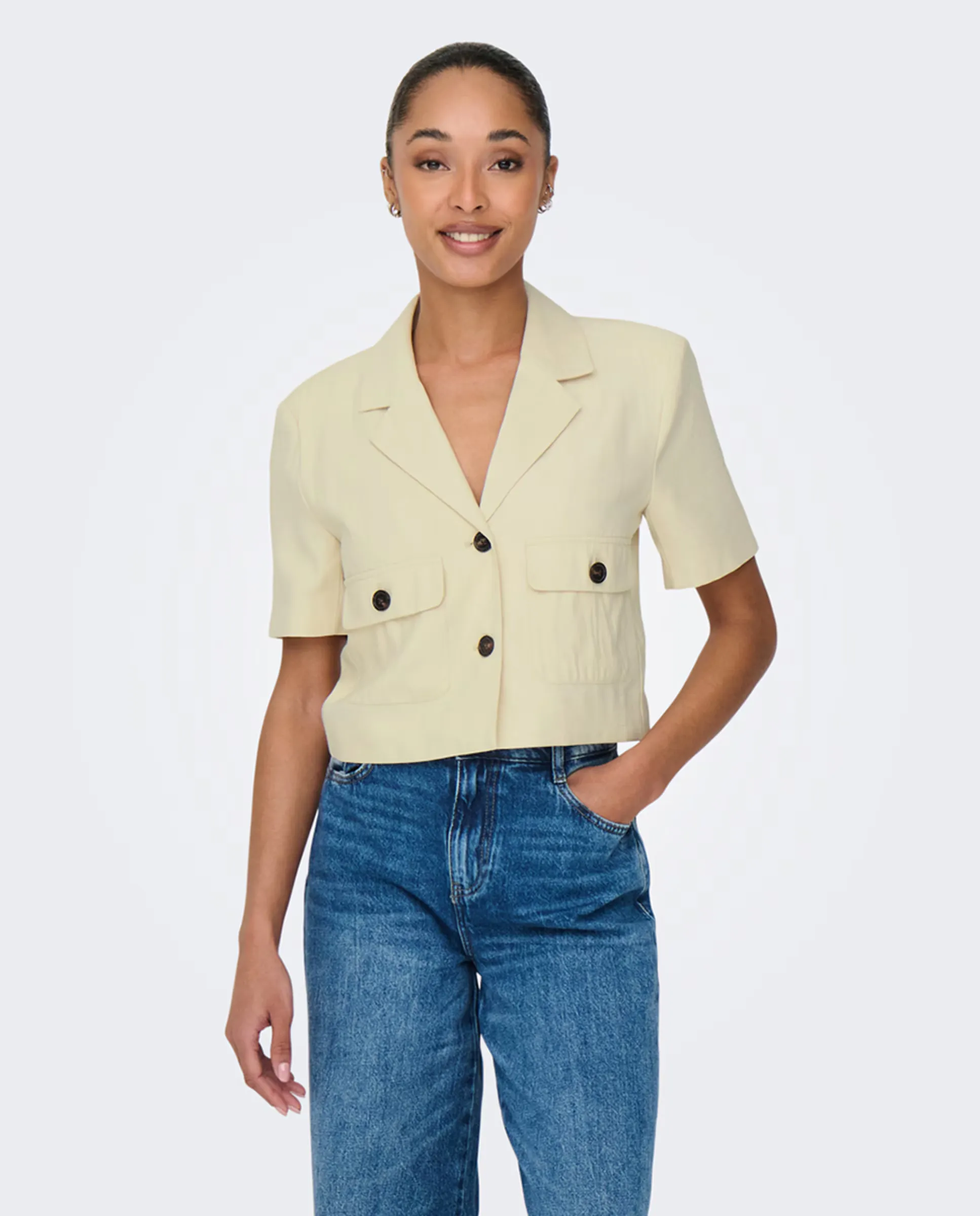 Женский укороченный блейзер с коротким рукавом jdy, бежевый
Женский укороченный блейзер с коротким рукавом jdy, бежевый