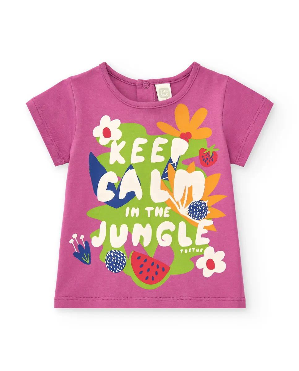 Футболка для девочки с тропическим принтом и надписью Tuc tuc, сиреневый
Футболка для девочки с тропическим принтом и надписью Tuc tuc, сиреневый