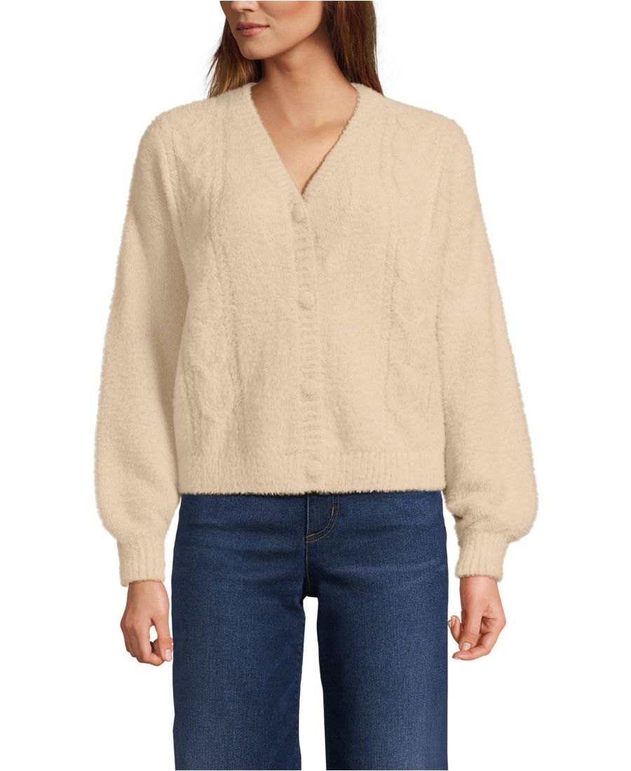 Женский кардиган с пушистым узором реснички Lands' End, Champagne
Женский кардиган с пушистым узором реснички Lands' End, Champagne