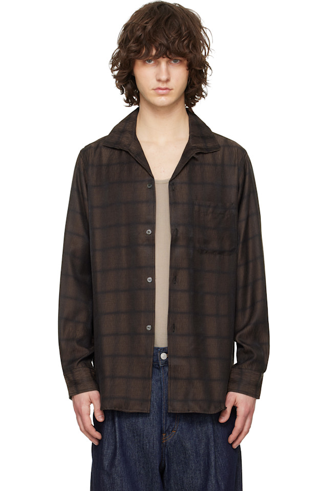 Рубашка с итальянским воротником Needles, коричневый
Рубашка с итальянским воротником Needles, коричневый