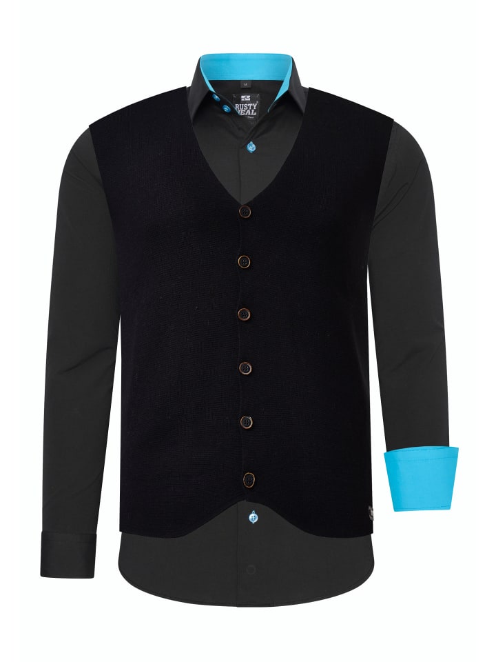 Rusty Neal Комплект из рубашки и жилета (2 предмета) в черно-бирюзовом цвете
Rusty Neal Комплект из рубашки и жилета (2 предмета) в черно-бирюзовом цвете