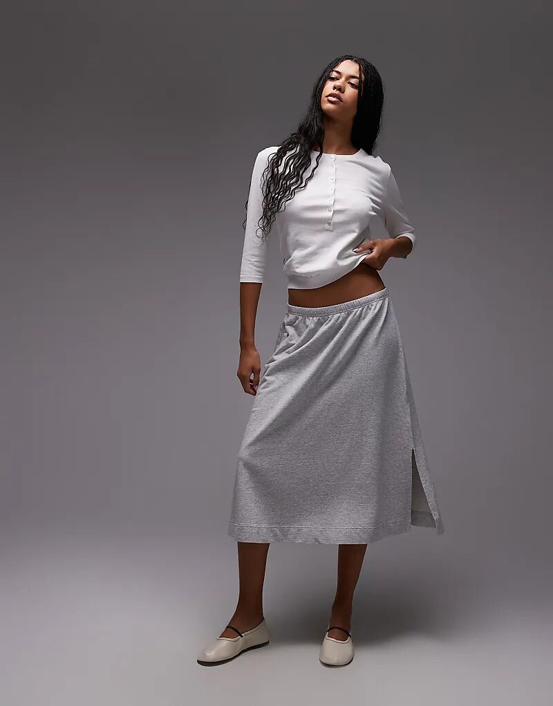 Юбка мидакси ARKET из чистого хлопка серого цвета без застежек
Юбка мидакси ARKET из чистого хлопка серого цвета без застежек