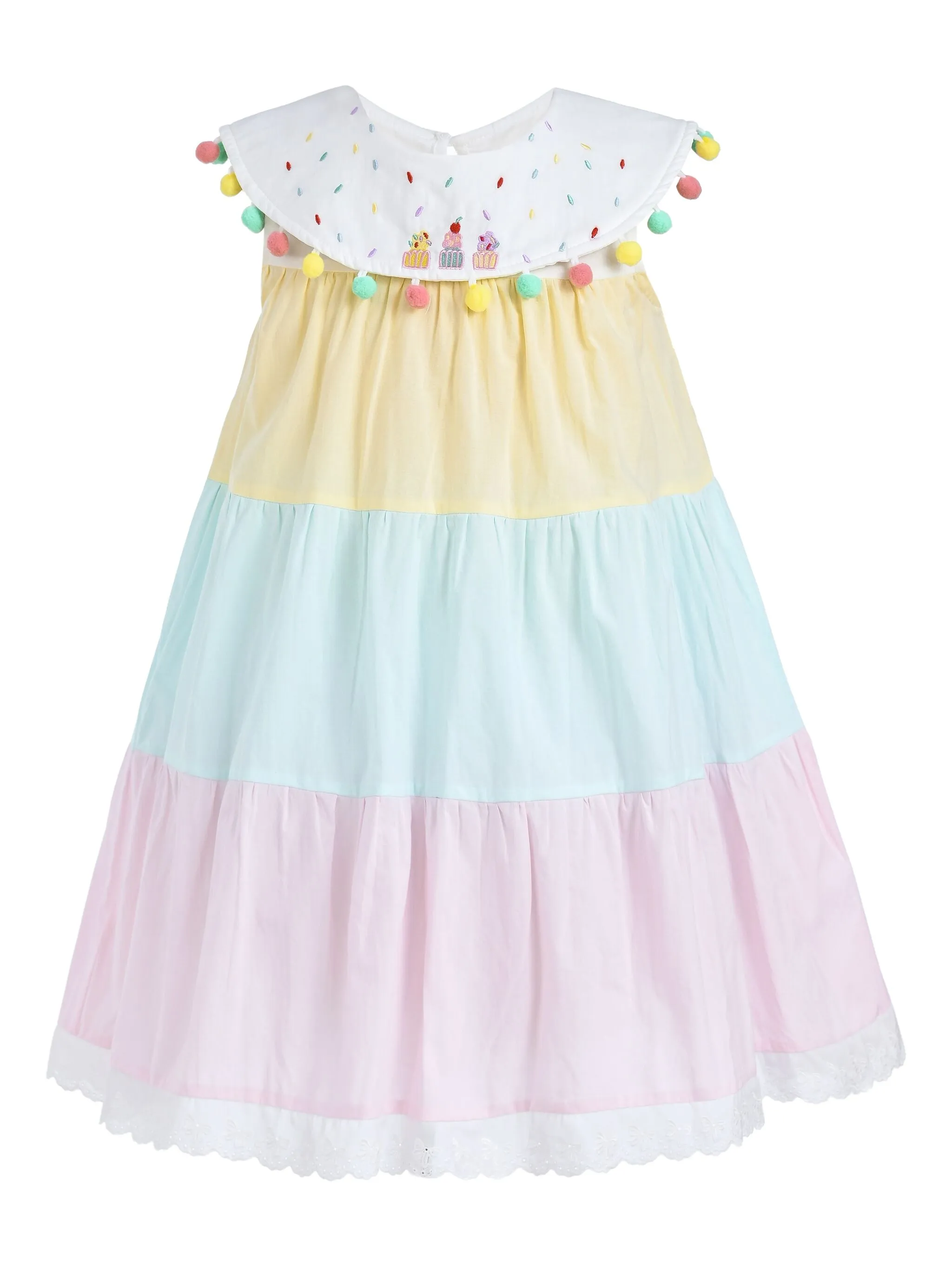 Ярусное платье с помпонами Mimi Tutu, белый
Ярусное платье с помпонами Mimi Tutu, белый
