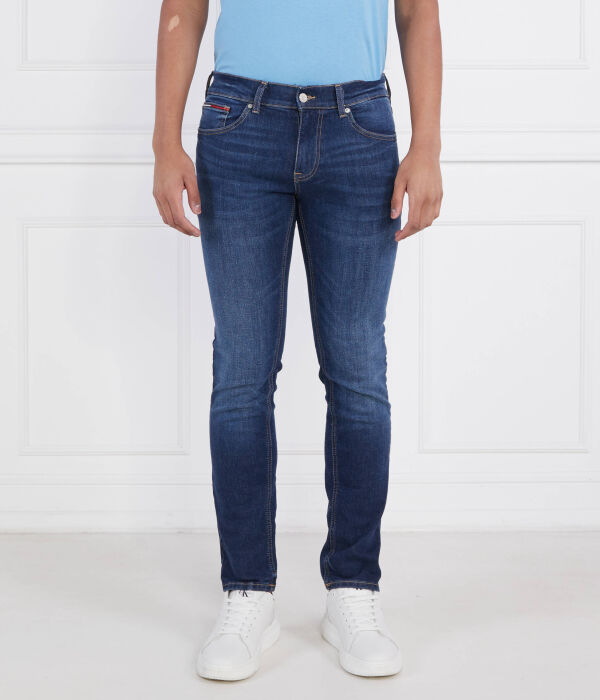 Джинсы мужские Tommy Jeans облегающего кроя с эффектом потертости, синий 
Джинсы мужские Tommy Jeans облегающего кроя с эффектом потертости, синий