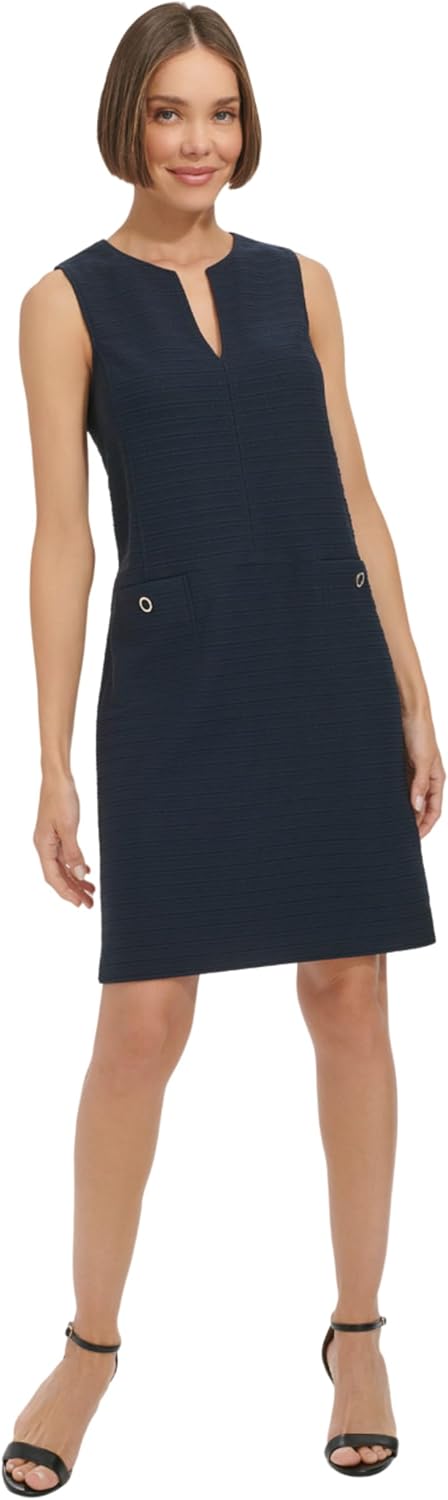 Женское платье Tommy Hilfiger без рукавов с разрезом на горловине из однотонного жаккардового трикотажа, Sky Captain
Женское платье Tommy Hilfiger без рукавов с разрезом на горловине из однотонного жаккардового трикотажа, Sky Captain