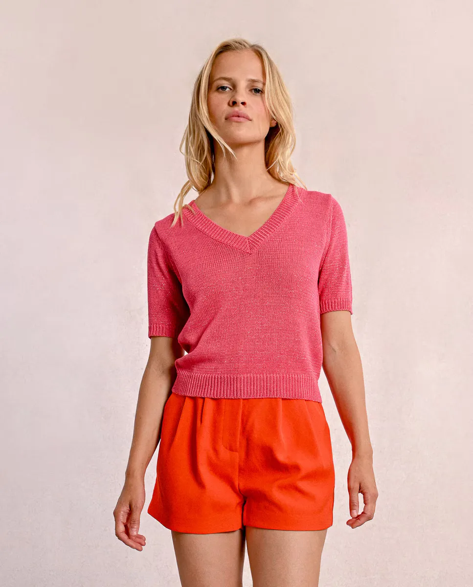 Женский свитер с короткими рукавами и V-образным вырезом Molly Bracken, фуксия
Женский свитер с короткими рукавами и V-образным вырезом Molly Bracken, фуксия