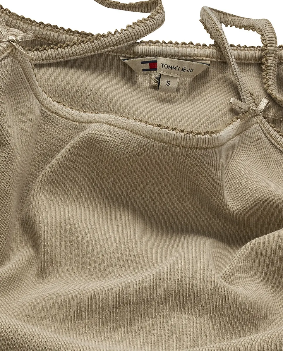 Женский топ с ребристыми бретелями Tommy Jeans, бежевый
Женский топ с ребристыми бретелями Tommy Jeans, бежевый