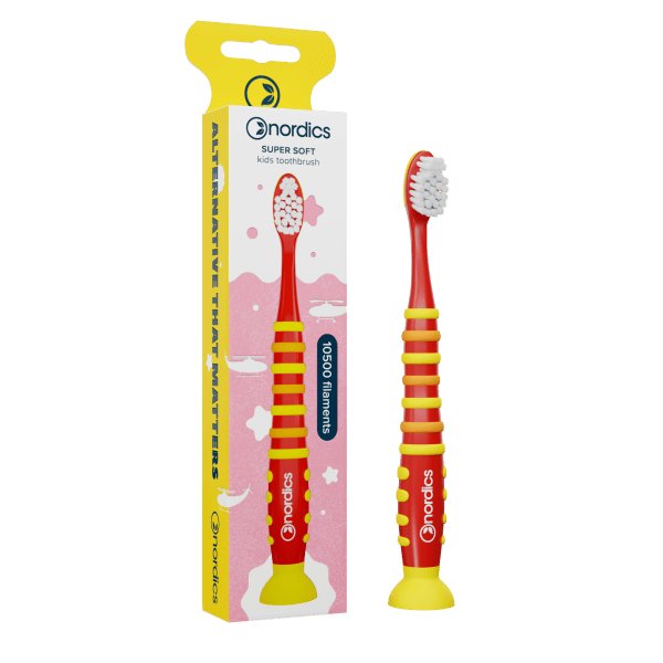 Nordics, Детская зубная щетка 10500 Super Soft Red - Yellow Rocket
Nordics, Детская зубная щетка 10500 Super Soft Red - Yellow Rocket