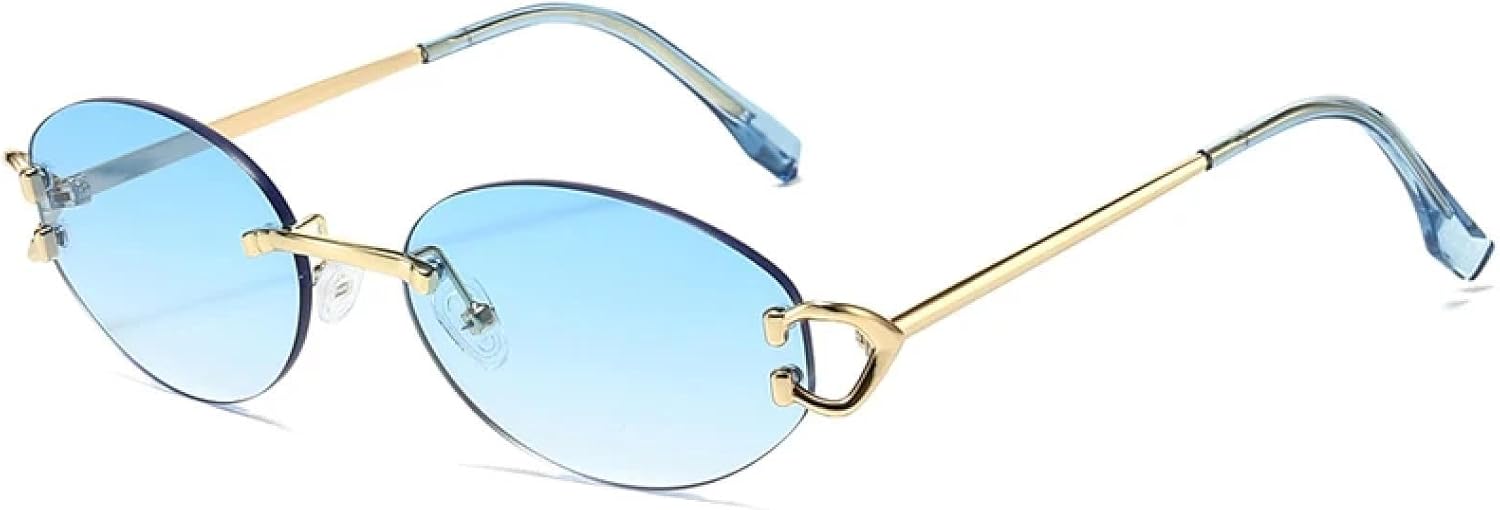 Роскошные овальные солнцезащитные очки для мужчин, без оправы, металлические, маленькие, для женщин, с градиентными линзами, для активного отдыха, защита от УФ-излучения UV400 TKKTLLT, Gold Gradient Blue
Роскошные овальные солнцезащитные очки для мужчин, без оправы, металлические, маленькие, для женщин, с градиентными линзами, для активного отдыха, защита от УФ-излучения UV400 TKKTLLT, Gold Gradient Blue