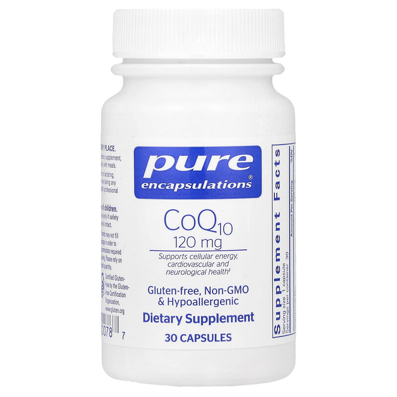 Pure Encapsulations, CoQ10, 120 мг, 30 капсул
Pure Encapsulations, CoQ10, 120 мг, 30 капсул