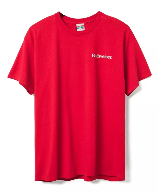 Футболка унисекс с логотипом Budweiser и надписью "Блошиный рынок" Junk Food Clothing, красный
Футболка унисекс с логотипом Budweiser и надписью "Блошиный рынок" Junk Food Clothing, красный