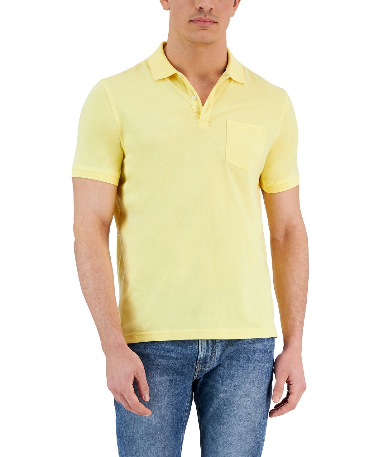 Мужская однотонная рубашка-поло из джерси с карманом Club Room
Мужская однотонная рубашка-поло из джерси с карманом Club Room