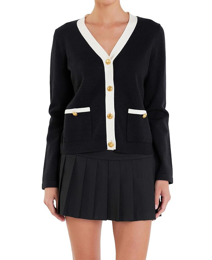 Женский вязаный кардиган с цветными блоками English Factory, черный
Женский вязаный кардиган с цветными блоками English Factory, черный