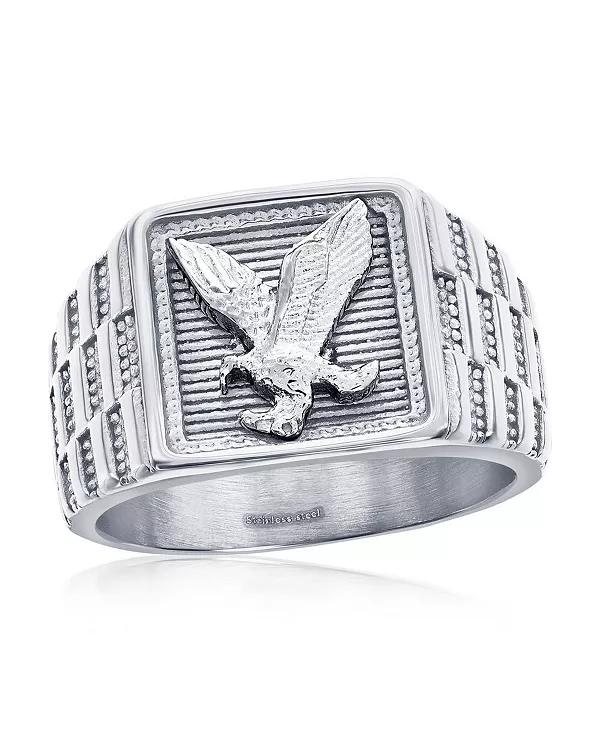 Кольцо из нержавеющей стали с квадратной текстурой и дизайном в виде орла Metallo, silver
Кольцо из нержавеющей стали с квадратной текстурой и дизайном в виде орла Metallo, silver