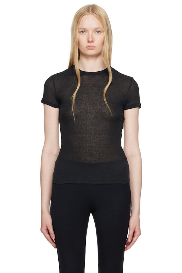 Полупрозрачная хлопковая футболка Skims, цвет soot
Полупрозрачная хлопковая футболка Skims, цвет soot