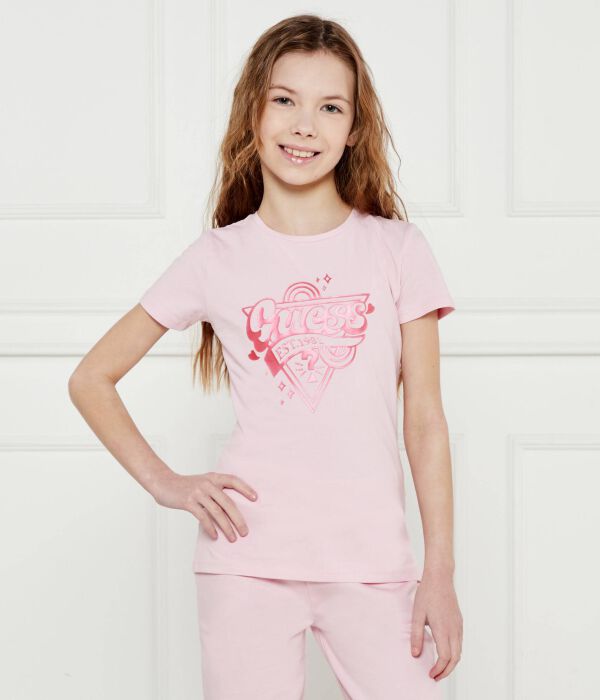 Футболка детская Guess с принтом, розовый 
Футболка детская Guess с принтом, розовый