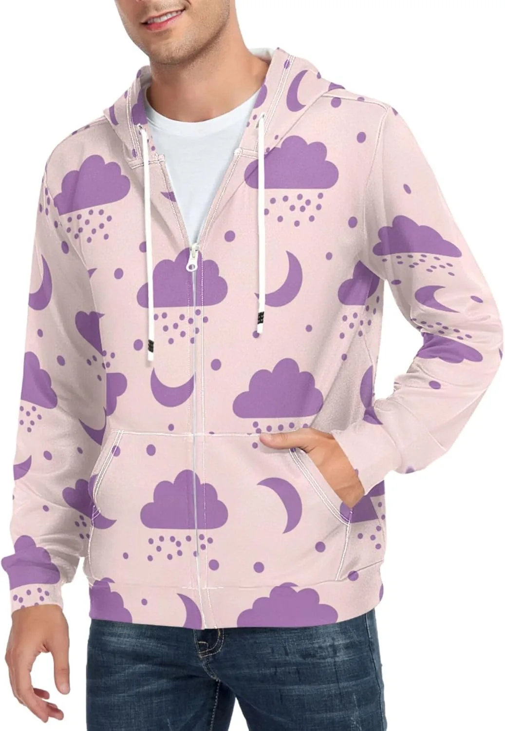 Мужская толстовка с полной молнией Moon Clouds Rain Dots, с длинными рукавами и карманом CUPADA
Мужская толстовка с полной молнией Moon Clouds Rain Dots, с длинными рукавами и карманом CUPADA