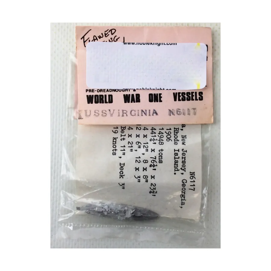 Военный корабль США Вирджиния, Pre-Dreadnought and World War I Naval Miniatures (1:3000) (NavWar)
Военный корабль США Вирджиния, Pre-Dreadnought and World War I Naval Miniatures (1:3000) (NavWar)