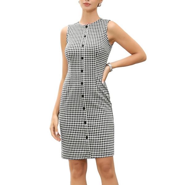 Безрукавное платье миди в клетку с круглым вырезом для офиса Inspire Chic
Безрукавное платье миди в клетку с круглым вырезом для офиса Inspire Chic
