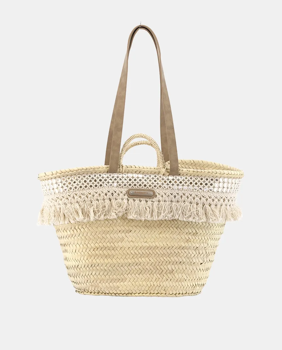 Большая сумка-корзина из 10 витков натуральной пальмы с кисточками и зеркалами Simó Sastre, бежевый
Большая сумка-корзина из 10 витков натуральной пальмы с кисточками и зеркалами Simó Sastre, бежевый