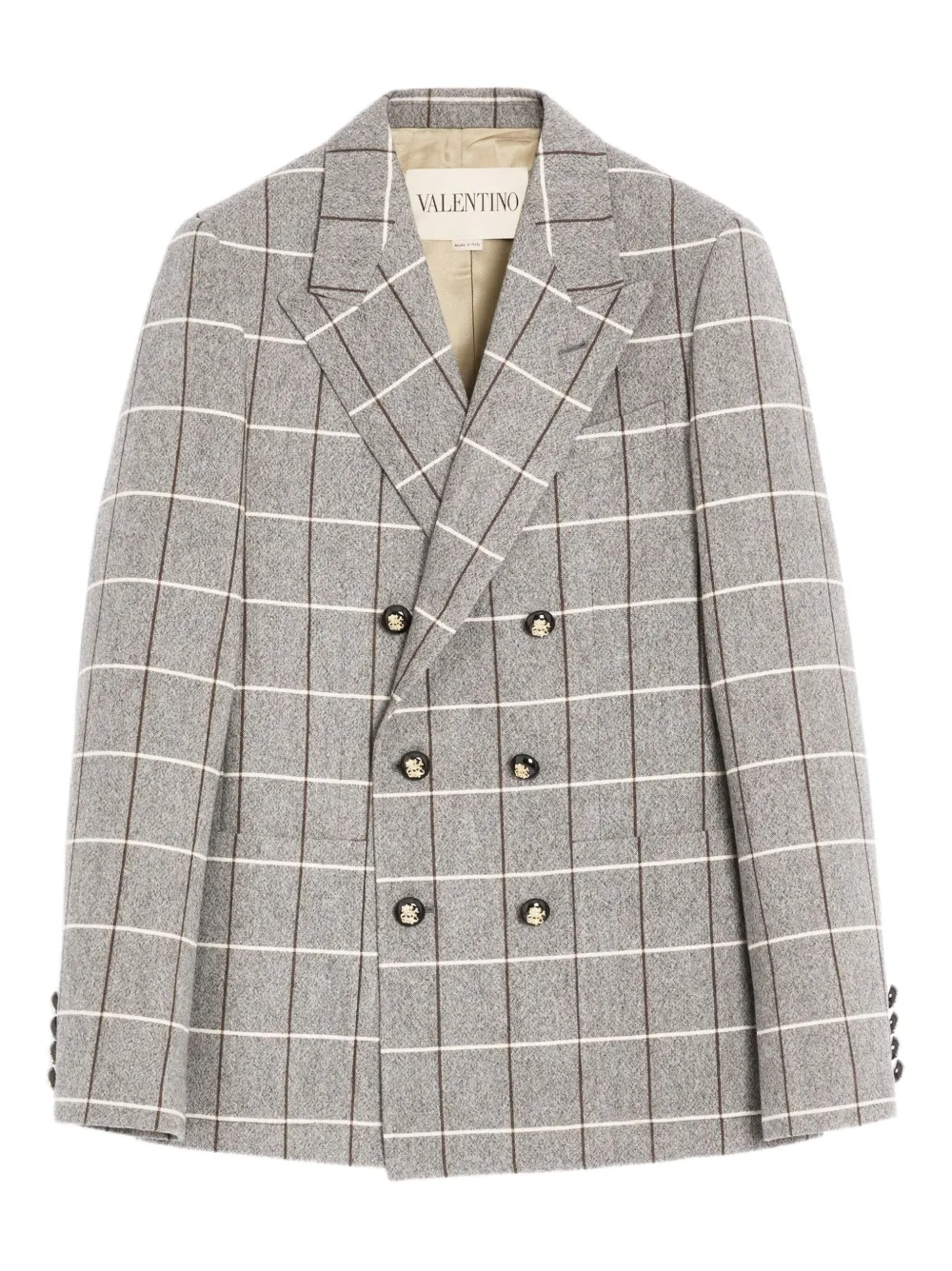 Двубортный пиджак в клетку Valentino Garavani, серый
Двубортный пиджак в клетку Valentino Garavani, серый