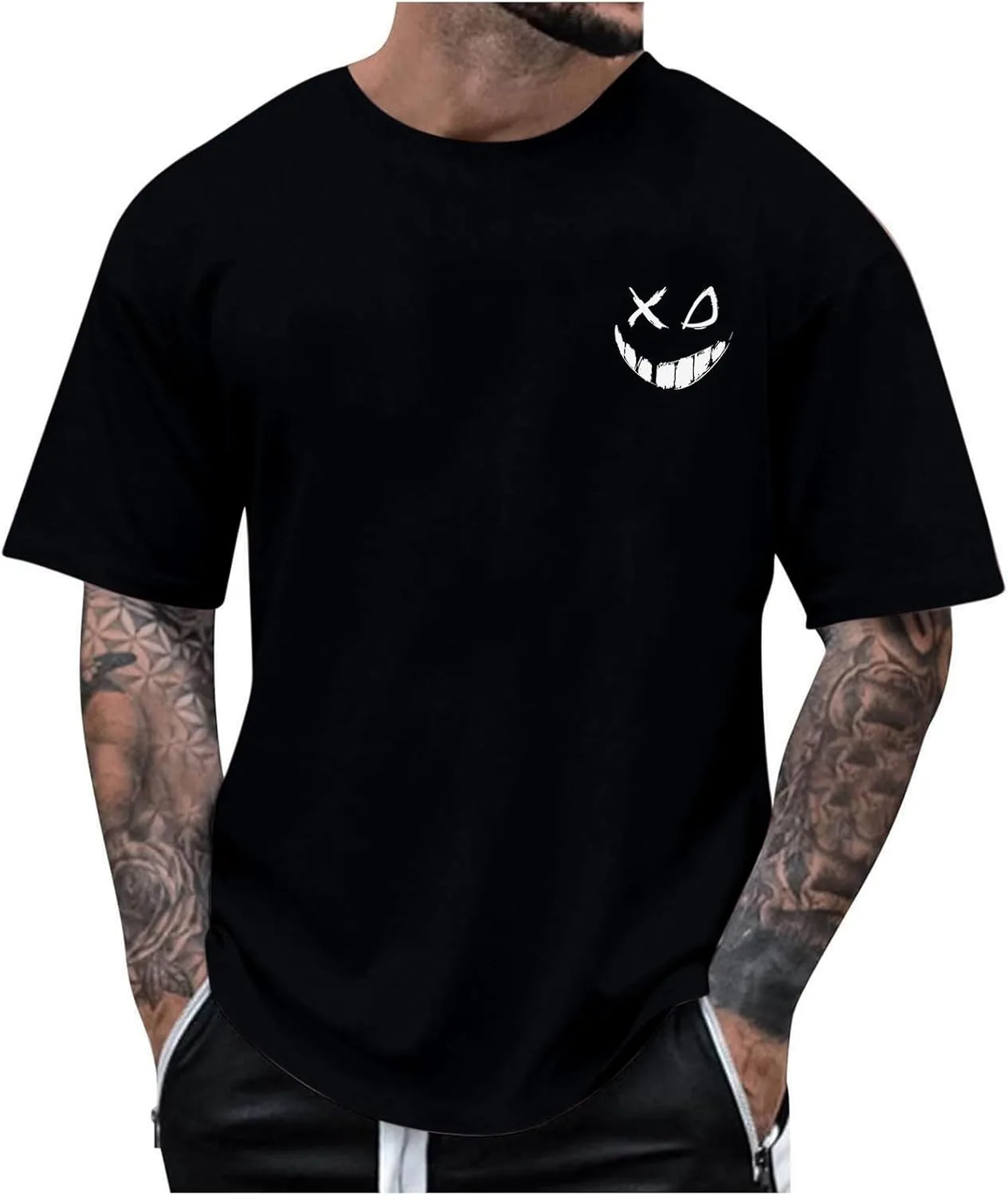 Мужская футболка с ретро-кроем drop shoulder и принтом улыбающегося лица в стиле Y2K Ctreela
Мужская футболка с ретро-кроем drop shoulder и принтом улыбающегося лица в стиле Y2K Ctreela