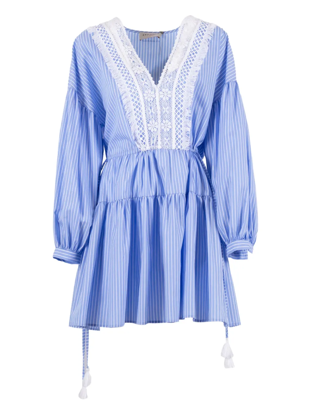 Мини-платье в полоску с кружевными вставками Ermanno Scervino, синий
Мини-платье в полоску с кружевными вставками Ermanno Scervino, синий