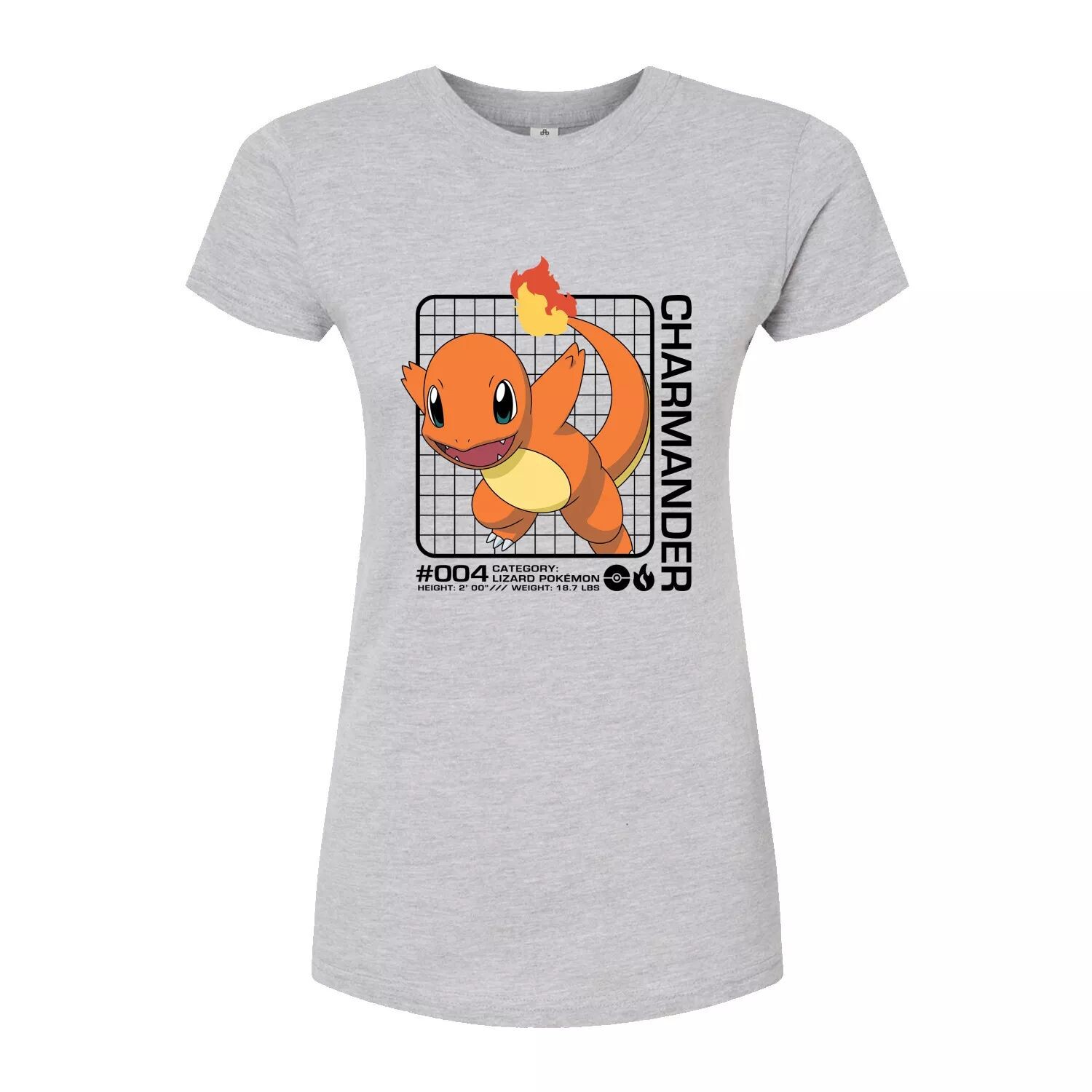 Облегающая футболка с изображением Pokémon Charmander Stats для юниоров Licensed Character, серый 
Облегающая футболка с изображением Pokémon Charmander Stats для юниоров Licensed Character, серый