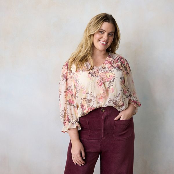 Блуза с рюшами и защипами спереди, с рукавом 3/4, размера plus size Lc Lauren Conrad, Cream Napoli Blooms
Блуза с рюшами и защипами спереди, с рукавом 3/4, размера plus size Lc Lauren Conrad, Cream Napoli Blooms