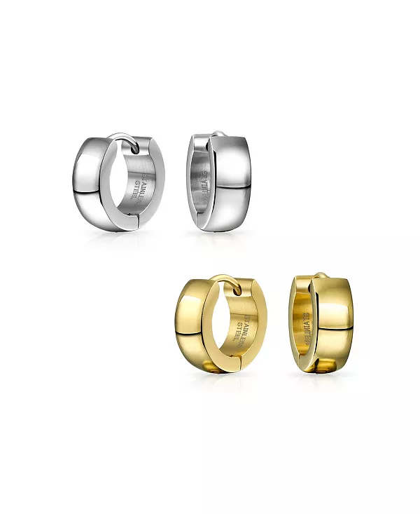 Набор из 2 простых базовых полированных серег-колец Huggie Hoops из посеребренной позолоченной стали Bling Jewelry, gold-silver
Набор из 2 простых базовых полированных серег-колец Huggie Hoops из посеребренной позолоченной стали Bling Jewelry, gold-silver