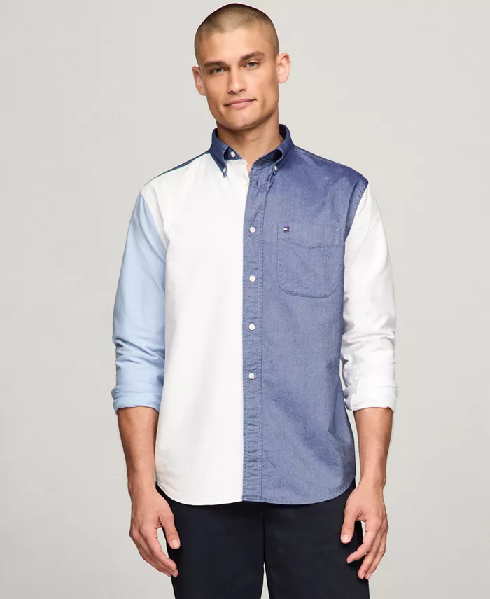 Мужская оксфордская рубашка Heritage с длинным рукавом и цветными блоками, размеры Big & Tall Tommy Hilfiger, мультиколор 
Мужская оксфордская рубашка Heritage с длинным рукавом и цветными блоками, размеры Big & Tall Tommy Hilfiger, мультиколор