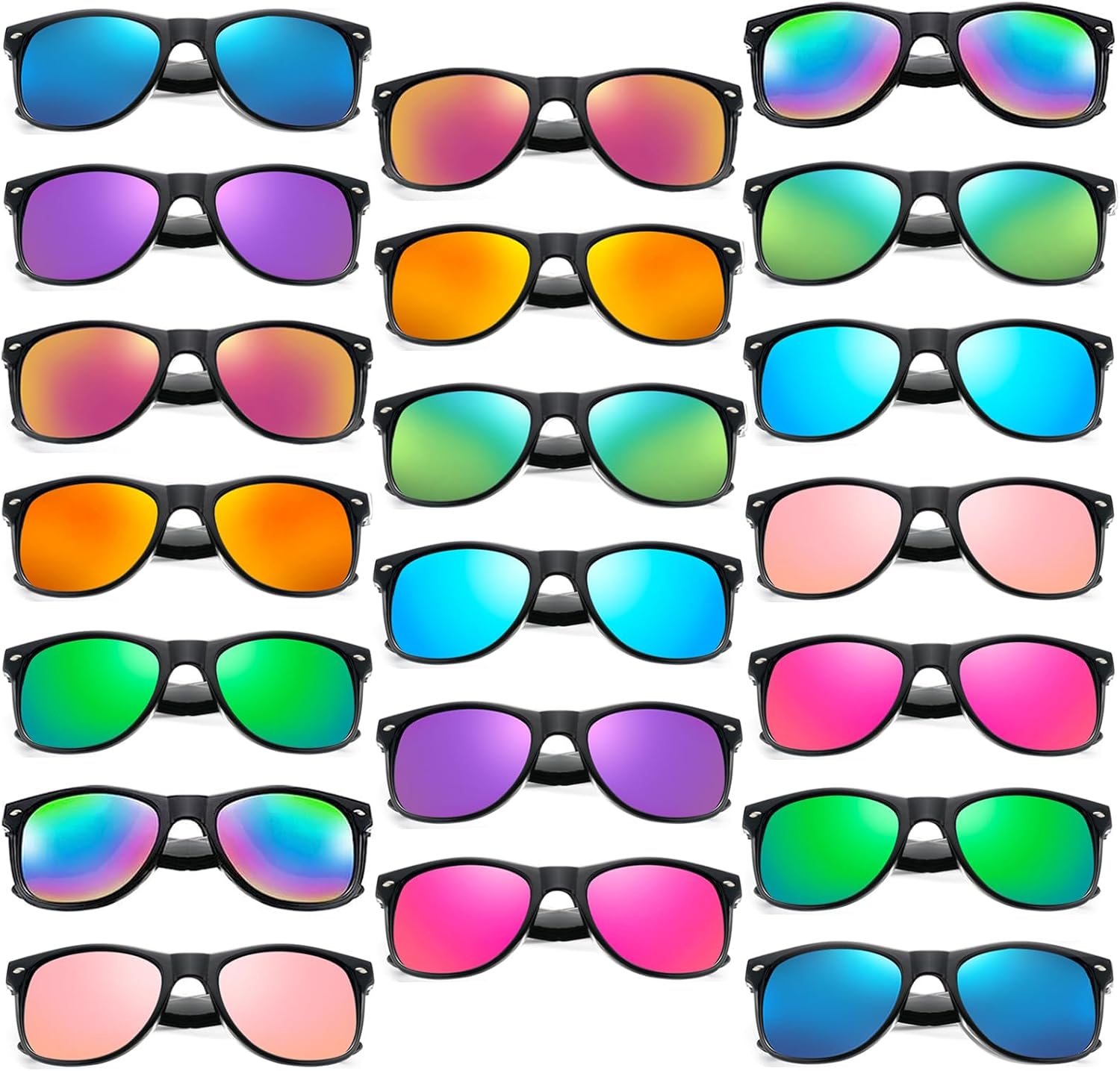 Набор из 10/20 цветных солнцезащитных очков с зеркальными линзами, оптом, для вечеринок, классические очки, для дня рождения, пляжа, бассейна, унисекс, для взрослых SUNOVELTIES, Black Frame Mirrored-20
Набор из 10/20 цветных солнцезащитных очков с зеркальными линзами, оптом, для вечеринок, классические очки, для дня рождения, пляжа, бассейна, унисекс, для взрослых SUNOVELTIES, Black Frame Mirrored-20