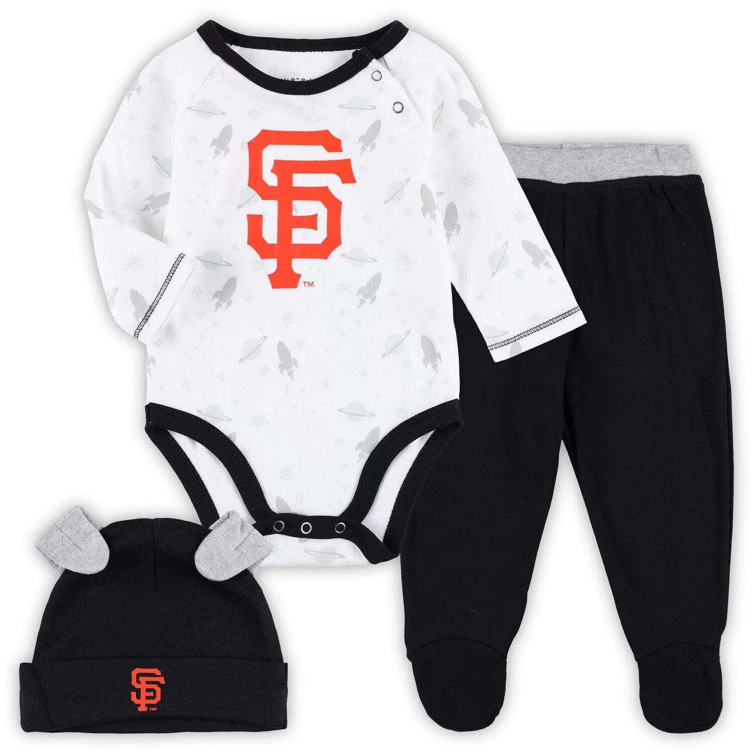 Черный/белый комплект для новорожденных и младенцев San Francisco Giants Dream Team, боди, шапка и штаны на ножках Outerstuff
Черный/белый комплект для новорожденных и младенцев San Francisco Giants Dream Team, боди, шапка и штаны на ножках Outerstuff