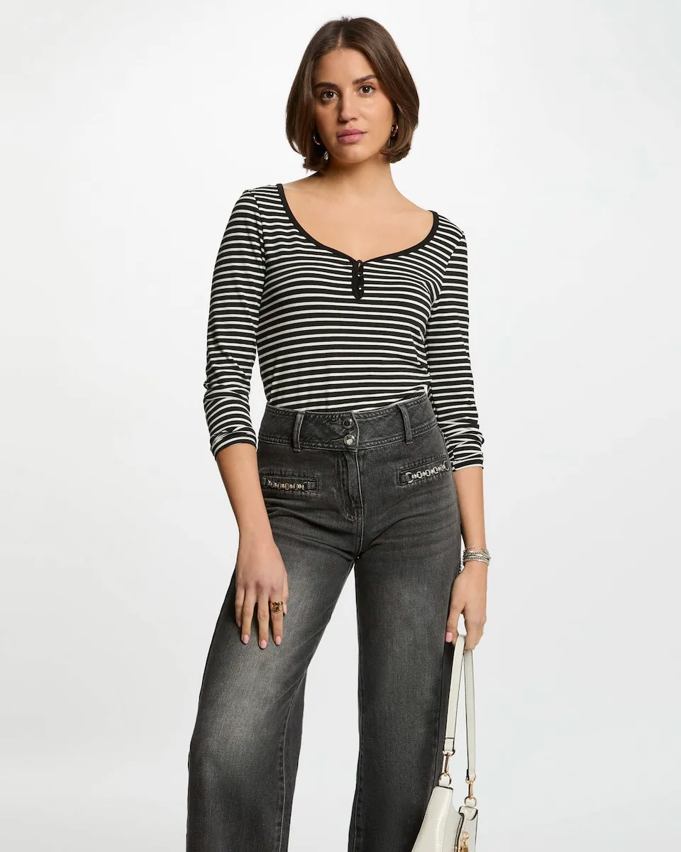 Женская полосатая футболка с длинным рукавом Morgan, черный
Женская полосатая футболка с длинным рукавом Morgan, черный