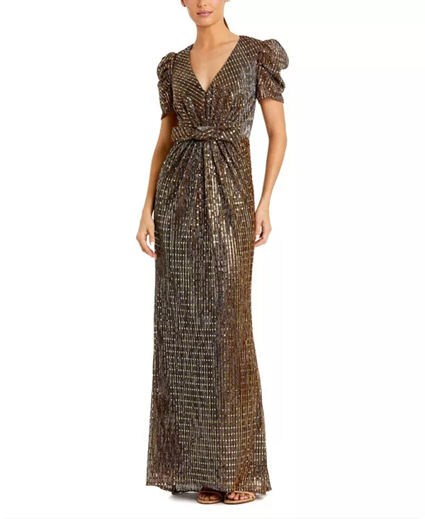 Платье с бантом на талии, металлизированное Mac Duggal, золотой
Платье с бантом на талии, металлизированное Mac Duggal, золотой