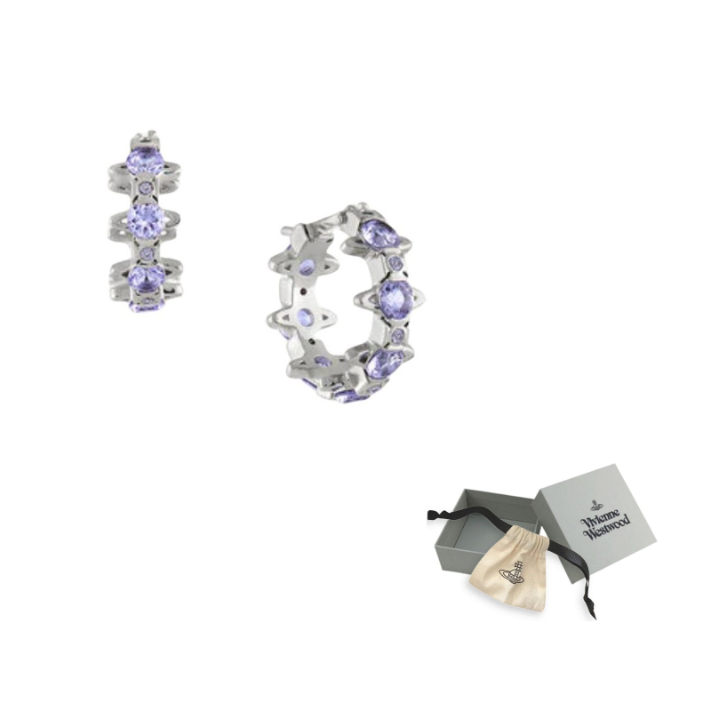 Vivienne Westwood Серьги-кольца Saturn с украшением из страз, серебристые, женские, лавандовые
Vivienne Westwood Серьги-кольца Saturn с украшением из страз, серебристые, женские, лавандовые