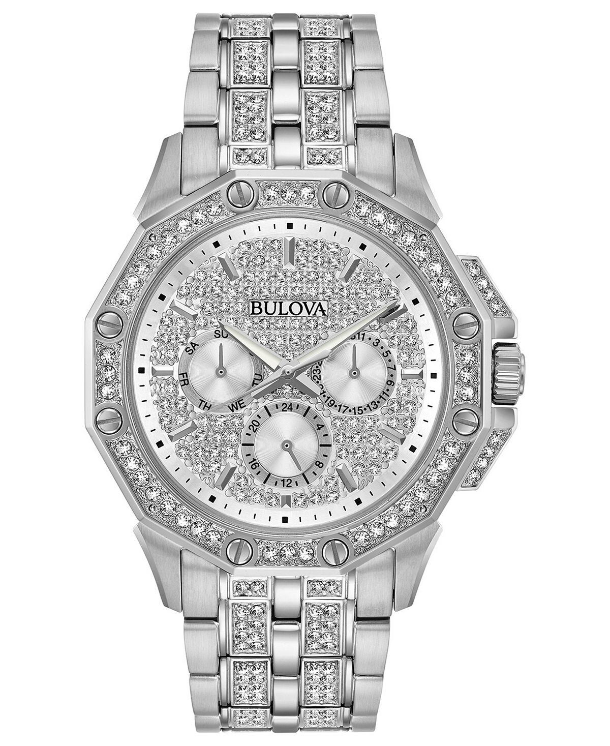 Мужские часы-браслет из нержавеющей стали и кристаллов, 41,5 мм Bulova
Мужские часы-браслет из нержавеющей стали и кристаллов, 41,5 мм Bulova