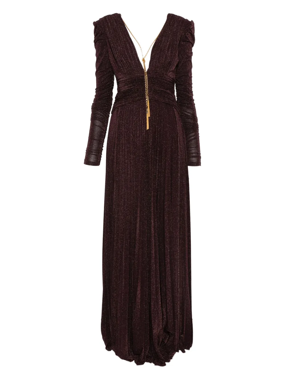 Платье макси с V-образным вырезом и сборками Elisabetta Franchi, фиолетовый
Платье макси с V-образным вырезом и сборками Elisabetta Franchi, фиолетовый