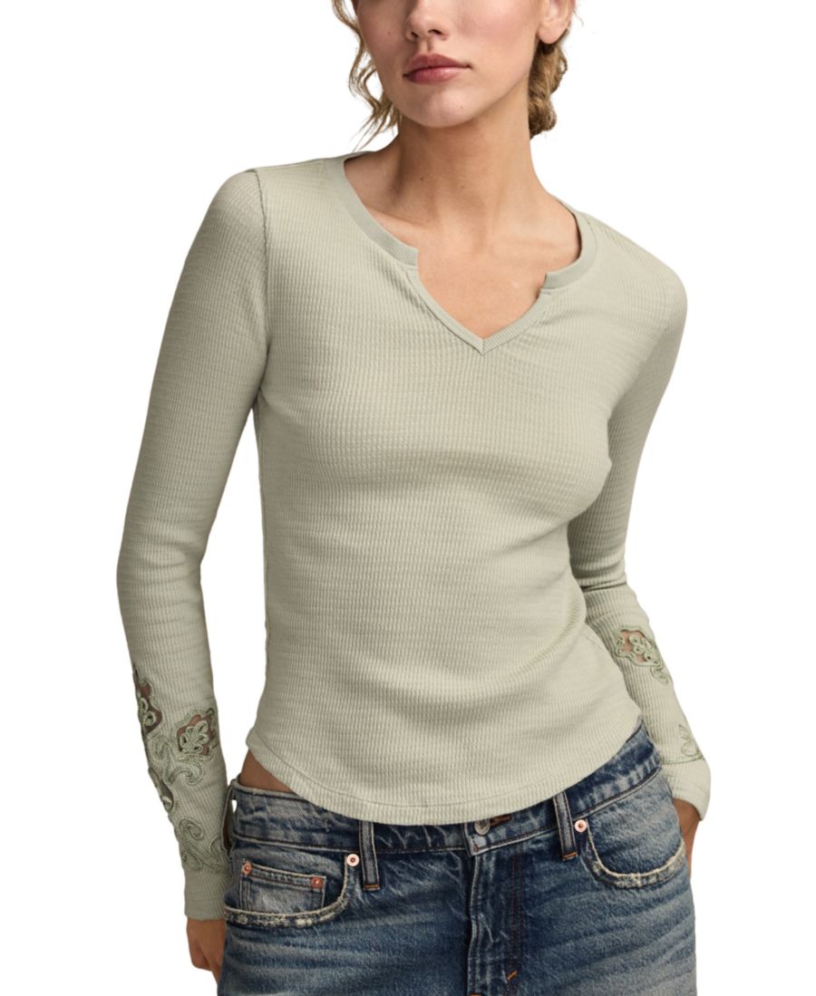 Женская блузка с ажурным вырезом Lucky Brand, Aqua Gray
Женская блузка с ажурным вырезом Lucky Brand, Aqua Gray