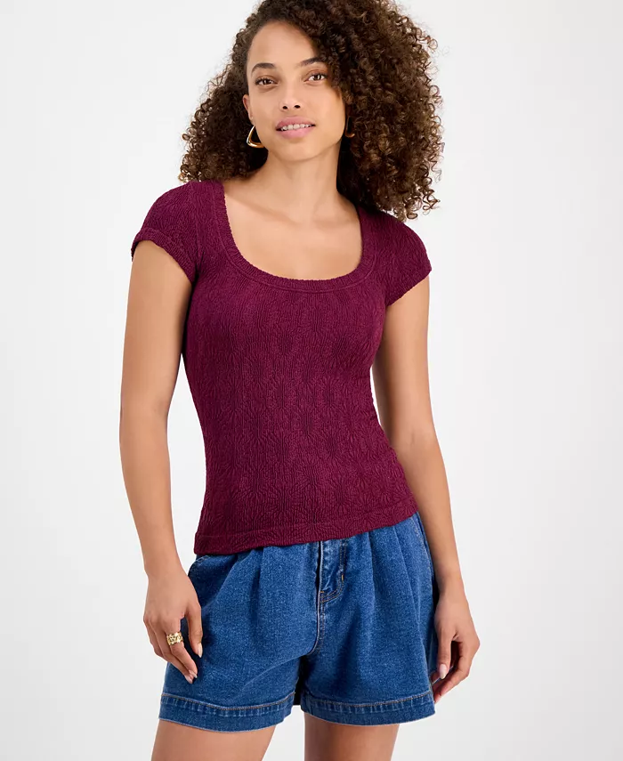 Миниатюрный фактурный топ с короткими рукавами And Now This, фиолетовый
Миниатюрный фактурный топ с короткими рукавами And Now This, фиолетовый